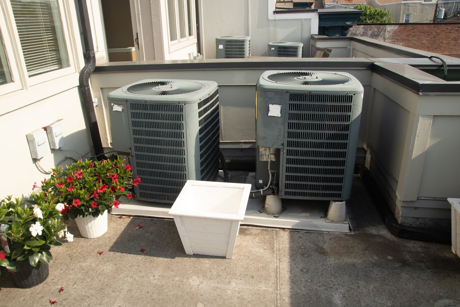 HVAC outdoor units on a terrace